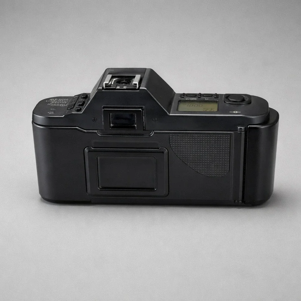 Canon T70 SLR Film Camera 50mm Lens Black Fair Missing Battery Door Disney Cap